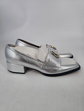 Nomasei Nono Loafers in Bicolor Silver White Size 37.5 US 7 NEW with Dustbag